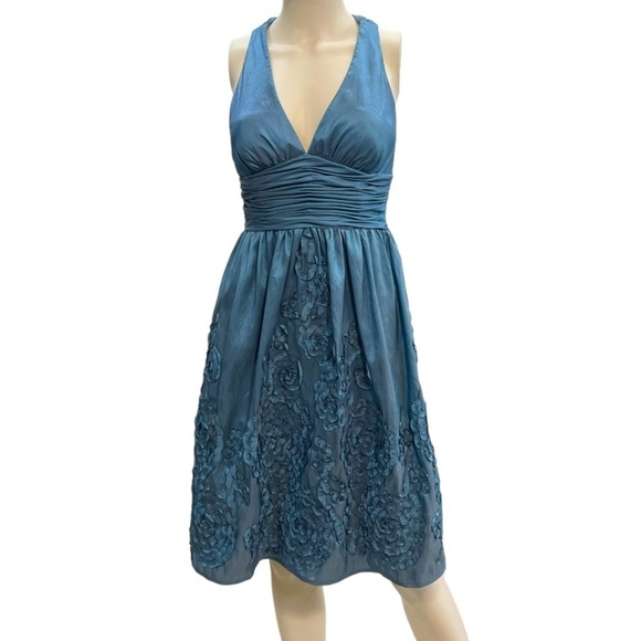 Adrianna Papell Dresses & Skirts - Adrianna Papell Irridescent Blue Floral Embellished Dress Size 4‎